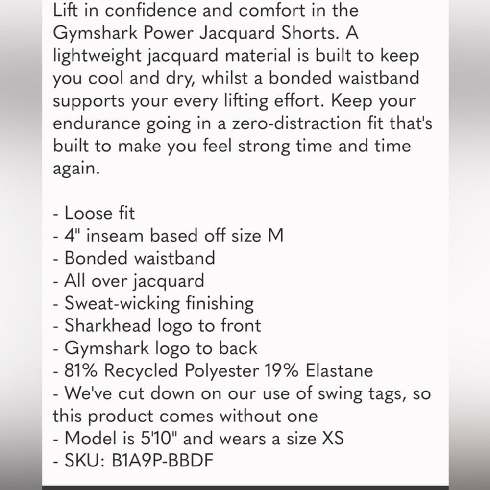 Gymshark Power Jacquard Shorts in Excellent Preloved Condition - Picture 5 of 6